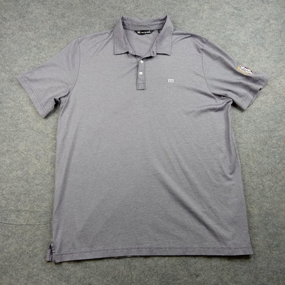 TravisMathew Polo Shirt Mens XXL Purple Gray Pima Cotton Golf Casual‎ Stripe